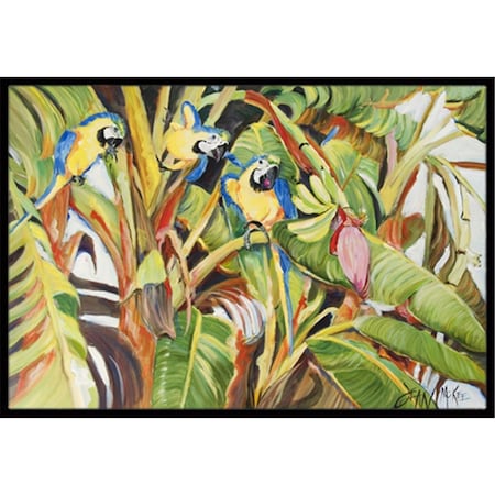 Carolines Treasures Three Blue Parrots Indoor and Outdoor Mat- 18 x 27 in. JMK1010MAT